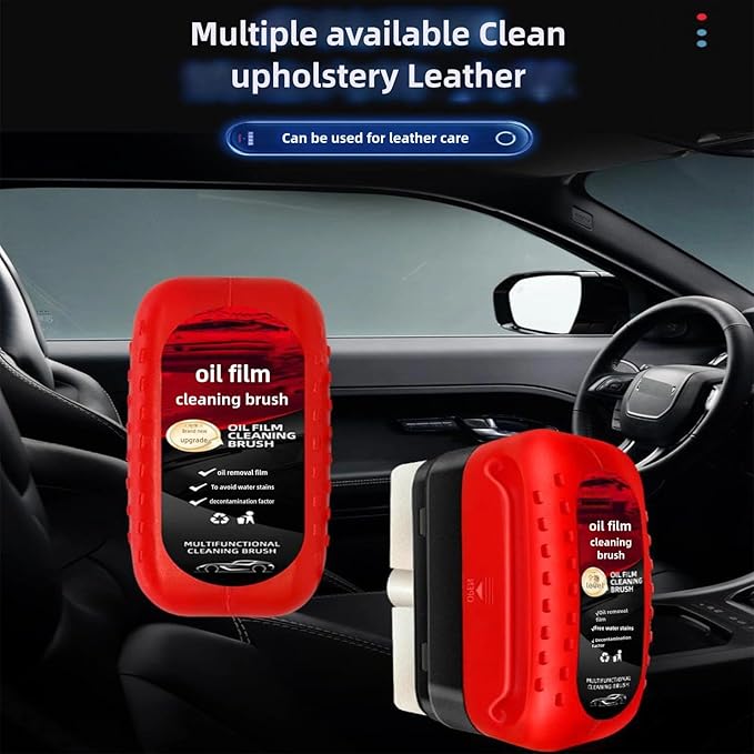 effective clean dual-sided automotive oil film cleaning brush for car windows, compact and portable with ergonomic handle, versatile use for glass cleaning board