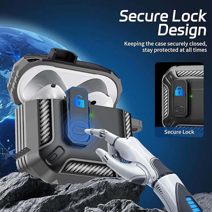 for AirPods 4 Case, Secure Lock Case Cover for Apple Airpods 4 with Active Noise Cancellation 2024, Drop Protection Case for Airpod 4 with Cleaner Kit and Keychain