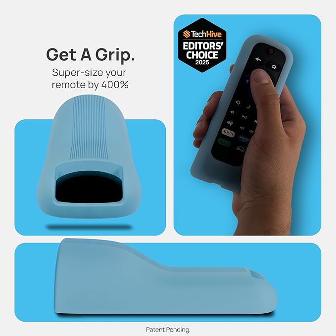 GripStand™ Roku Voice Remote Cover: Stand Up Design, Enhanced Grip, Silicone Case: Fits TV Streaming Stick Plus 2025 4K/HD/HDR, Compatible with AirTag and TileMate, Sky Glow by 73&Sunny