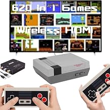 Classic Mini Retro Game Console Built in 620 Video Games,Av and HDMI Output Plug and Play Game System with Dual Wireless Controllers. (Off-White) - Image 1