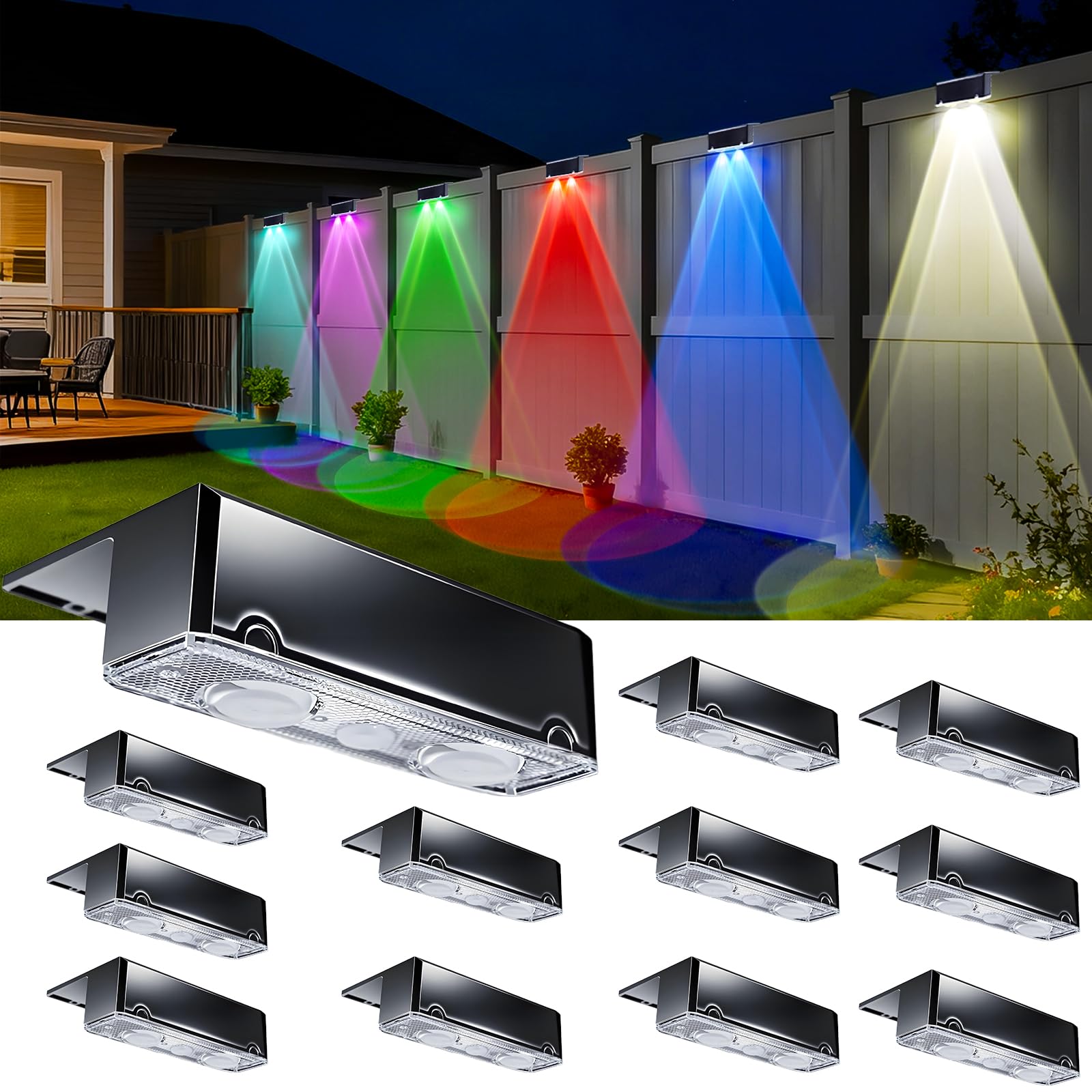 Solar Fence Lights — RGB Color-Changing Outdoor Glow - Image 1