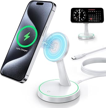 Magnetic Wireless Charger Stand 15W Fast Mag-Safe Charger for iPhone 17 /17 pro/ 17 Air/ 17 pro max 16/15/14/13/12 Series Magnet Wireless Charging Station/Pad with Sleep-Friendly Light for AirPods - Image 2