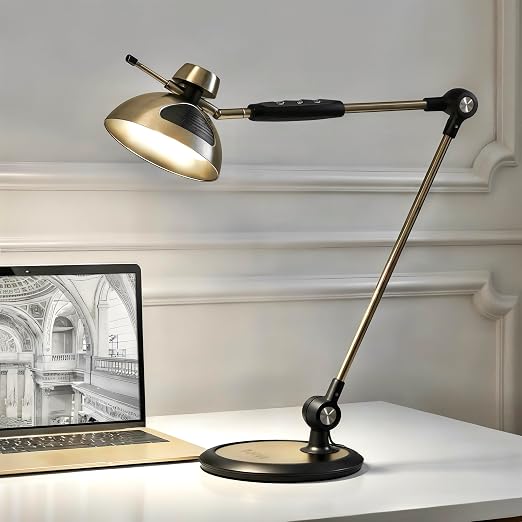 OTUS Tall LED Architect Desk Lamp for Home Office, Gesture Control, Brass