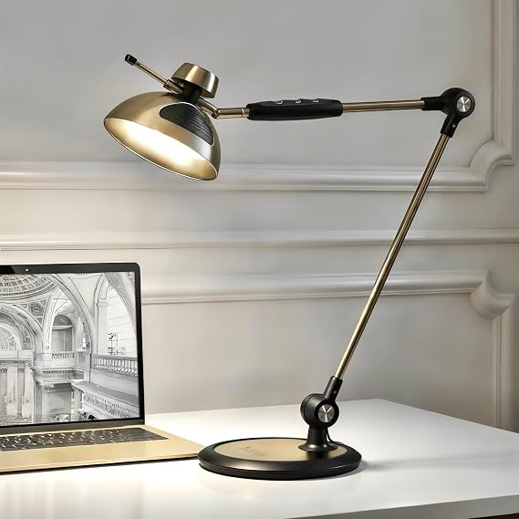 OTUS Tall LED Architect Desk Lamp for Home Office, Gesture Control, Brass