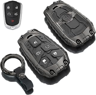 Heavy Metal Key Fob Cover Case for Cadillac CTS SRX XT5 ATS STS CT6 Smart Remote Key fob Cover Accessories(A-Model-Black) - Image 1
