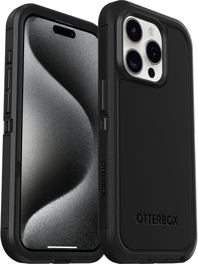 OtterBox iPhone 15 Pro | Defender Series XT Case with MagSafe, Screenless, Rugged - Non-Retail Packaging - Black