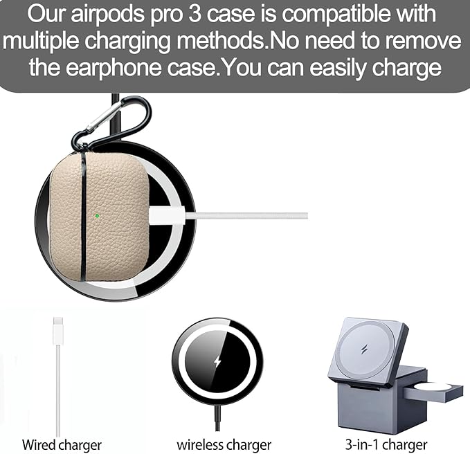 for Leather AirPods Pro 3 Case 2025|Cute Hard Air Pods Pro 3 Case (Model A2700/A2931)|with Keychain|Retro iPod Airpod 3 Pro Cases for Man Women(Apricot)