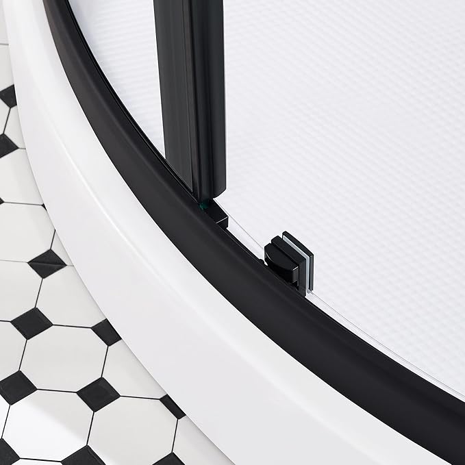 OVE Decors Breeze 36 in. Corner Shower Clear Sliding Door with Base in Black Finish