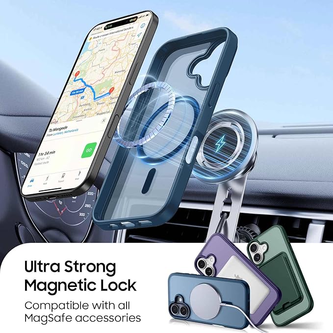 Magnetic for iPhone 17 Case with Detachable Wallet, Compatible with MagSafe, Credit Card Holder with Slim Shockproof Protective Phone Cover, Deep Blue