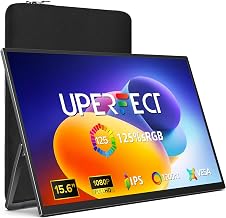 UPERFECT Portable Monitor 15.6", 125% sRGB Ultra-Slim Laptop Monitor with Protective Sleeve, Built-in Adjustment Stand | Speaker | VESA, HDMI USB-C Plug & Play Second Screen for Phone Game Console - Image 1