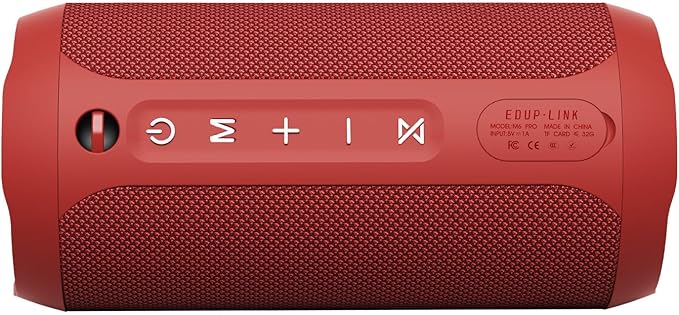 EDUPLINK Bluetooth Speaker IPX7 Waterproof Wireless Speaker with Bass 20H Playtime TWS Stereo Pairing Portable Outdoor Speakers for Beach Camping Travel Gifts for Women Girls Girlfriend Teens Red