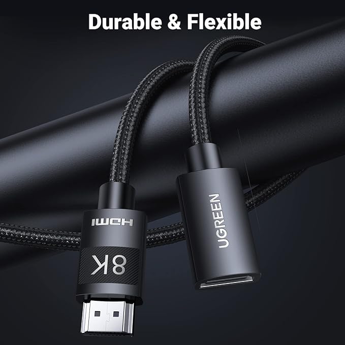 UGREEN HDMI Extender 8K 10K HDMI Extension Cable 2.1 Ultra High Speed Cord 4K Male to Female Adapter Compatible with MacBook Pro 2023/PS5/Xbox Series X/Roku TV/UHD TV/Blu-ray, 3.3FT
