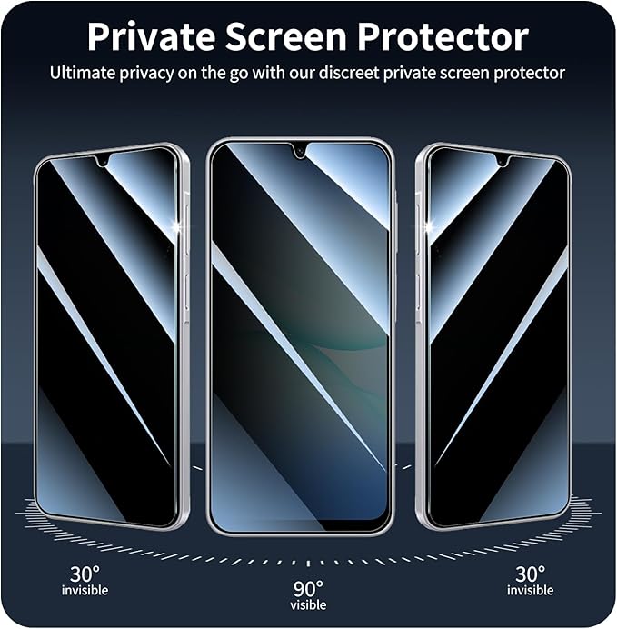Privacy Screen & Camera Lens Protector for Samsung Galaxy A17, Double Shatterproof Anti-Spy Tempered Glass, Private Black Protection, 9H Hardness Anti-Scratch Case-Friendly, 3 Pack Each