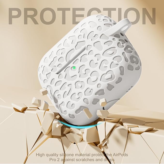 Fashion Engraving Leopard Case Compatible for Airpods Pro 2 Case Cover 2022/Airpod Pro Case Cover,Soft Silicone for Airpods Pro 2nd Generation Case,Front LED Visible