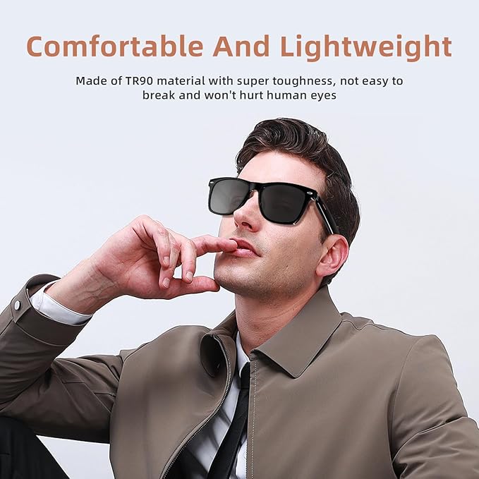 Smart Glasses for Men & Women, Bluetooth Glasses with Speakers, UV400 Polarized Lenses, Open Ear Sound, Music/Call, Touch Voice Assistant, Smart Bluetooth Sunglasses for Driving Traveling
