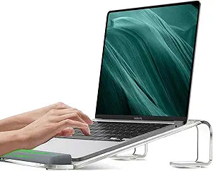 JCZT Clear Acrylic Laptop Stand for Desk, Laptop Riser with Wrist Rest