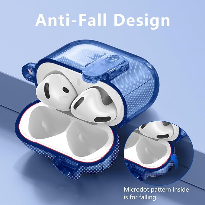 (with Safety Lock) VISOOM 2025 Clear Cases for Airpods iPods 4 Case Cover Women, Bling Airpod iPod 4 Case Soft 4th Gen Air Pods iPods Cases with Keychain for Apple Headphones Airpods4 Generation-Blue