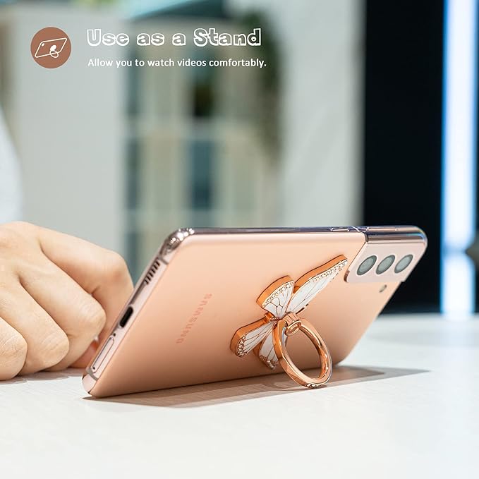 Butterfly Cell Phone Ring Grip Holder, 360 Degrees Rotation Phone Ring Grip Stand, Metal Finger Kickstand Compatible with iPhone, Samsung Galaxy, Android Phone