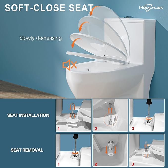 17 Inch Compact Modern Tall Toilet for Small Bathroom, Tornado Flush One Piece ADA High Toilet, Dual Botton 1.0/1.28 GPF, Chair Height, Comfort Bowl Heigh 16.7", Seat Height 17.5", White