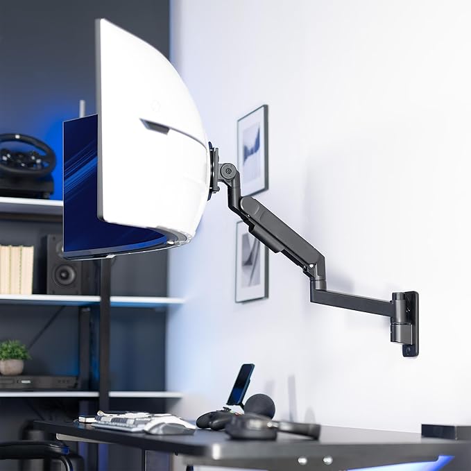 VIVO Ultrawide Monitor Wall Mount for up to 57 inch Screens, Holds 59.4 lbs, TV and Monitor Arm Designed for Samsung Odyssey Ark, Neo G9, ViewFinity S9, and More, Black, MOUNT-G57