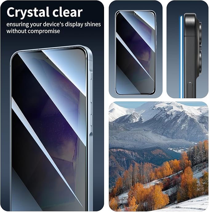 Privacy Screen & Camera Lens Protector for Samsung Galaxy A55, Double Shatterproof Anti-Spy Tempered Glass, Private Black Protection, 9H Hardness Anti-Scratch Case-Friendly, 3 Pack Each