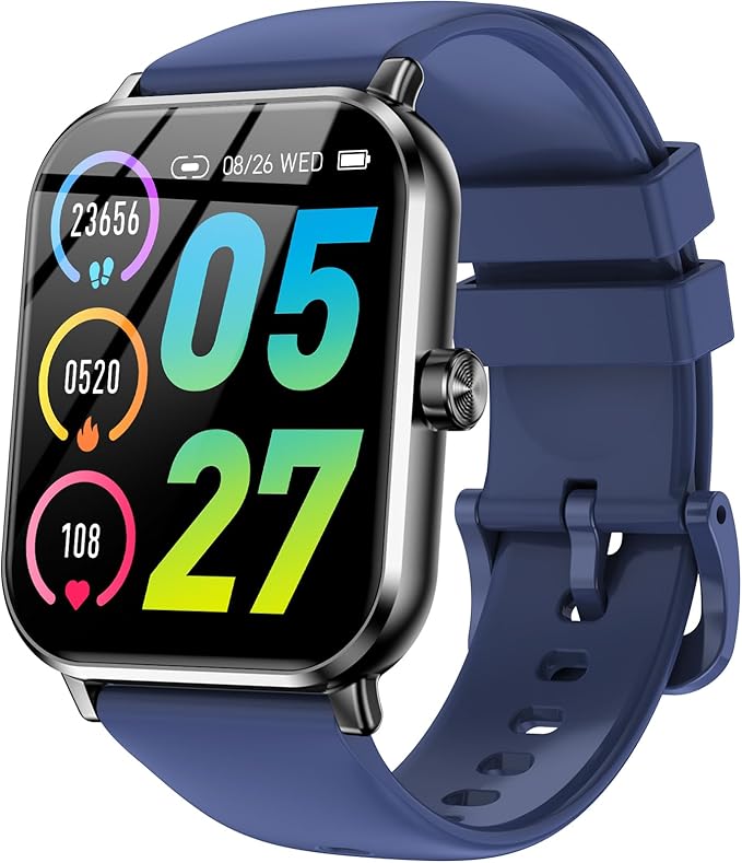 Smart Watch for Men Women Android & iOS, 5 ATM Waterproof Activity Fitness Tracker with Bluetooth 5.3 Calls, 130+ Sports Modes, 1.83" HD Smart Watch with Heart Rate/Sleep Monitor (Blue)