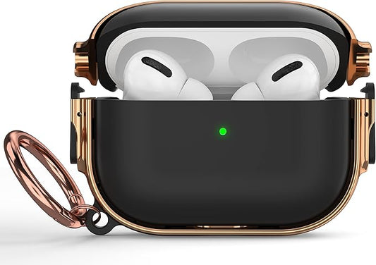 Maxjoy for AirPods Pro 2nd/1st Generation Case with Lock, Cute AirPods Pro 2 Case Lock Protective Hard AirPod Pro Cover for Women Men with Keychain for Airpod Pro (2023/2022/2019), Black/Rose Gold