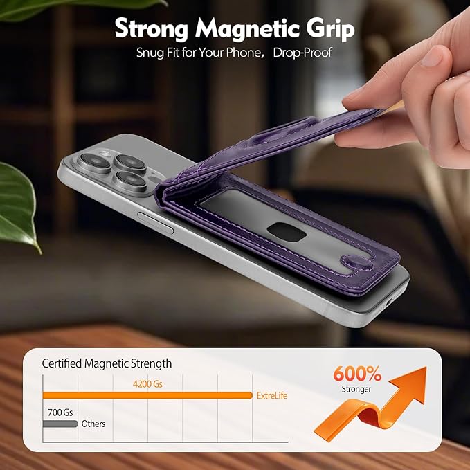 Compatible with Magsafe Case with RFID Blocking Card Holder AirTag pocket for iPhone 17/16/15/14/13/12 Pro/Pro Max/PlusSeries,Not Fit iPhone Mini,Purple