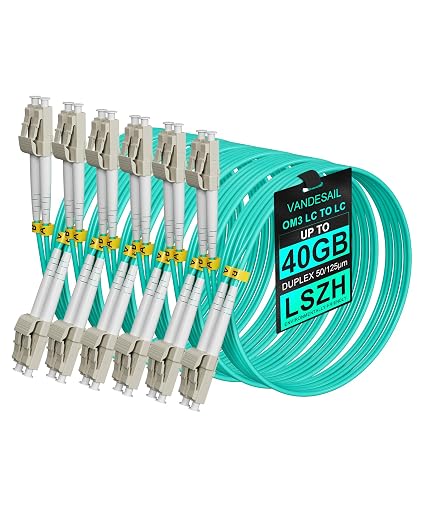 OM3 LC to LC Fiber Patch Cable Multimode, 2m(6.56ft), 6 Pack