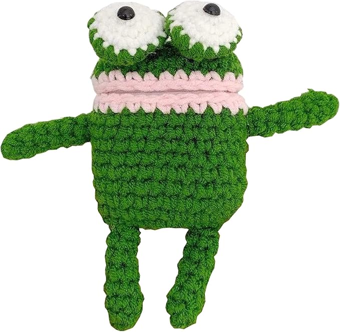 Yatchen Plush Frog Case Compatible with AirPods 1&2, Creative Cute 3D Cartoon Fur Knitted Frog Design Funny Cover with Keychain Protector for Women Girls