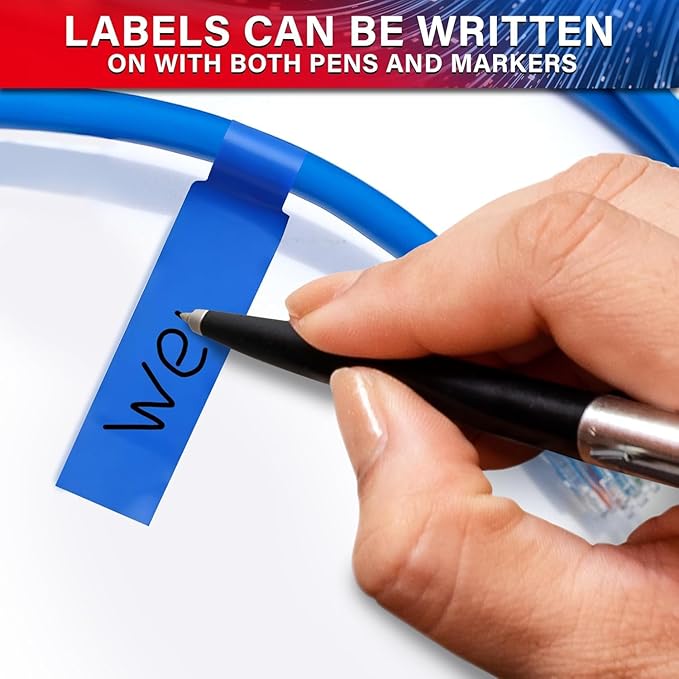 240 PCS Cable Labels Tags for Cable Management – 8 Bright Colors, Self-Adhesive, Tear-Resistant & Waterproof Cord Labels for Electronics | Tags for Wires - Writable or Printable with Laser Printer
