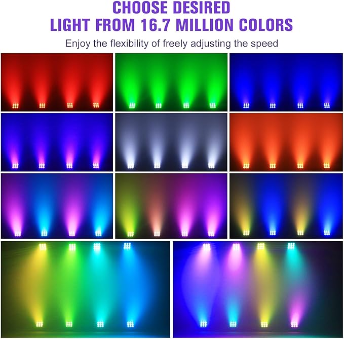 Rechargeable Stage Lights, 9 * 6W RGBWA UV 6-in-1 Battery Powered Par Lights, 6/8/10 CH Wireless Uplights DMX512 Control, Uplighting for Party, Wedding, Event, 2 Pack