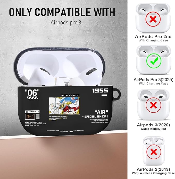 Compatible Airpods Pro 3 Case(2025),Cool Design Shoe Print Soft Silicone Protective Cases for Apple AirPods Pro 3rd Generation Case,Airpod Pro 3 Cover with Lanyard & Keychain for Men/Boy