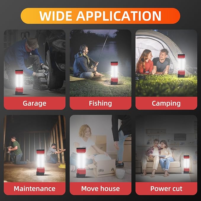 LED Work Light for Milwaukee m18 18v Battery, 2900LM Outdoor LED Camping Lantern, 2 Modes Portable Inspection Light for Car Repair,Workshop, Hide Hand and Type-C Charging Port
