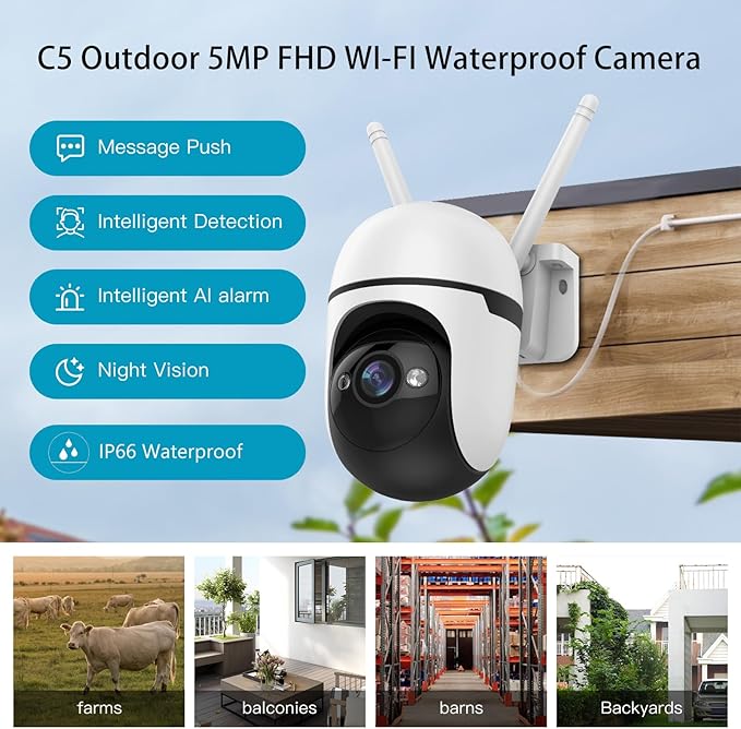 Ivy Smart 5MP Smart Camera, Global Management Platform Ivy IoT, Night Vision, Two-Way Audio, AI Algorithms, 360° Rotation, Cloud Storage, Live Streaming & Recording, APP Control, Multi-User Sharing