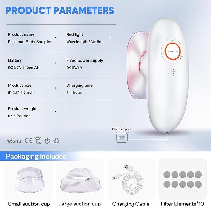 3-in-1 Electric Cellulite Massager, 3-in-1 Body Sculpting Machine -3 Modes Adjustable Body Sculpting Machine- Home Use Cupping Therapy Tool for Back, Belly, Waist, Arms, Legs-White