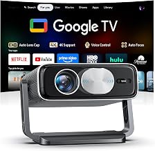 Smart 4K Projector [Bundled with Google TV Stick] with WiFi and Bluetooth, 3000ANSI, Auto Lens Cap, Portable Outdoor Movie Projector with Built-in Apps Auto Focus for Ceiling/Home Theater/Bedroom - Image 1
