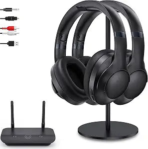 Dual Wireless TV Headphones for Seniors with Transmitter&Stand