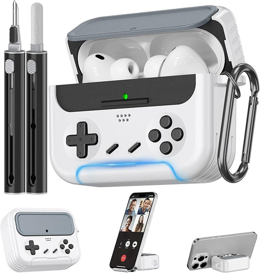 Inesore for Airpods Pro 3 Case Cover with Cleaner Kit,with Lock for Airpod Pro 3 (2025),Classic Cool Funny Game Console Hard Air Pods Pro 3 Case for Men Boy(White)