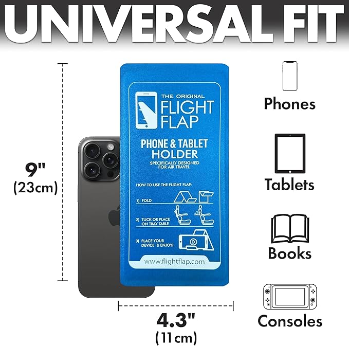 Airplane Phone Holder, Flexible Cell Phone Holder, Folding Cellphone Stand for Desk, Bed, Office, Treadmill - Airplane Gadgets for Long Travel Accessories - Plane Essentials (Blue)