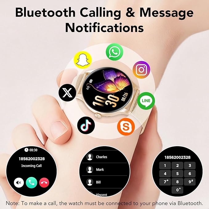 Smart Watches for Women, 1.39" HD Health Fitness Tracker with Bluetooth Calling (Answer/Make Calls), 120+ Sports Modes, Timer, IP68 Waterproof Watch for Android/iPhone