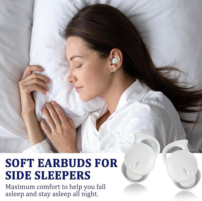 Invisible Sleep Headphones,Sleep Earbuds for Side Sleepers,Small Comfortable Fit Noise Blocking Sleep Earbuds,Bluetooth 5.3 Wireless Earphones, in-Ear Ear Buds for Sleeping - White
