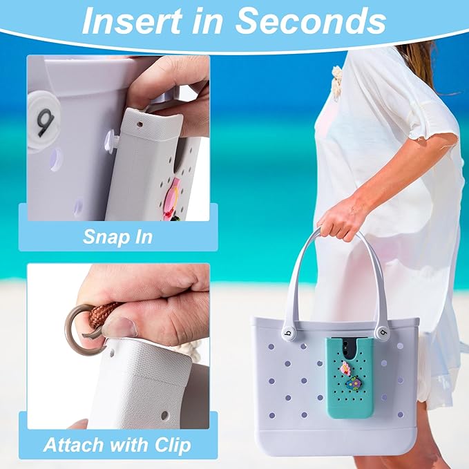 Phone Holder for Bogg Bags, Cell Phone Case Holder Compatible with All Bogg Bags, Phone Holder Accessories for Beach Tote Bags (Turquoise)