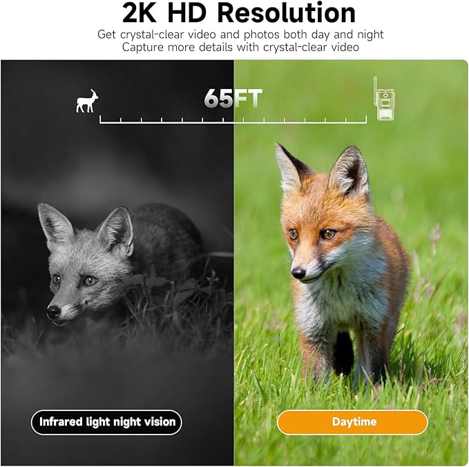 Trail Camera Unlimited Data Plan Cellular Trail Cameras 2K Live Feed 4G Game Camera Built in SIM Card Trail Cameras with Night Vision Motion Activated Waterproof IP66 Solar Cellular Security Camera