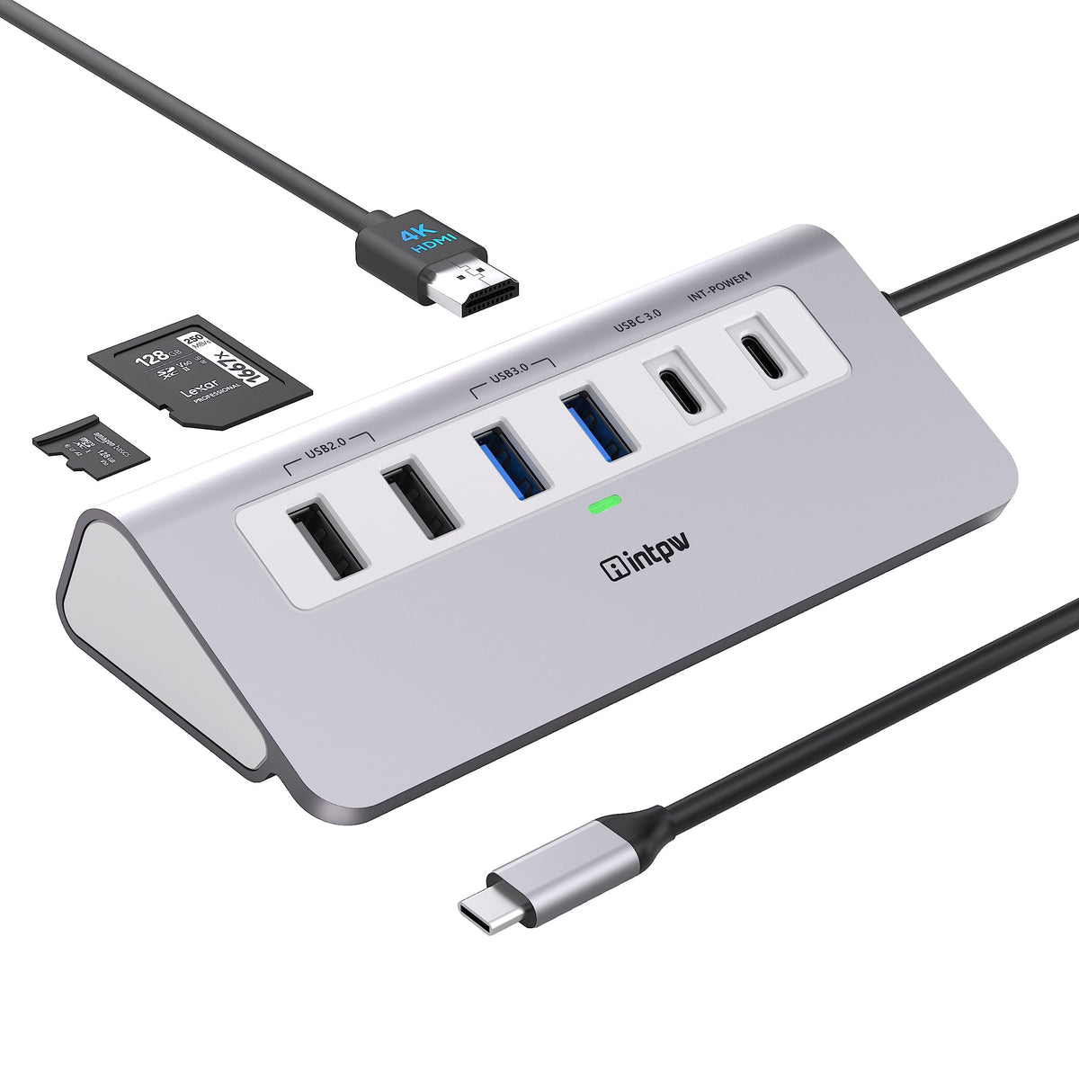 intpw 9-in-1 USB C Hub, P9 USB C to HDMI Adapter 4K@60Hz - Image 1