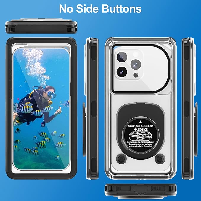 Beasyjoy Waterproof Phone Case, Underwater Phone Case for Snorkeling, Universal IPX8 Diving Pouch with Lanyard for iPhone Samsung Google Moto Series-[NOT Fit Snugly] [Touchscreen Operated Only] -Black
