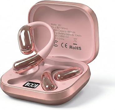 Open Ear Headphones, Wireless Headphones with Smart Digital Display & Mic