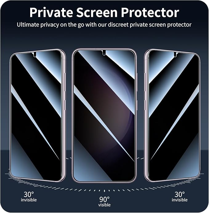 3*Privacy Screen Protector for Samsung Galaxy S22/S23 with a Installation Alignment Aid, Anti-Spy Tempered Glass Film, Dark Private Black Protection, [Shatterproof][ Shockproof]