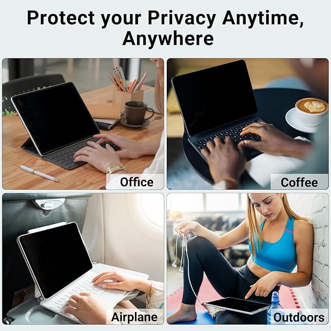 PYS® Magnetic Privacy Screen Protector for Samsung Galaxy Tab S9 Plus 2023/Tab S9 FE+ Plus/S7 FE 5G / S8 Plus/ S7 Plus 12.4 Inch/Removable Screen Protector,Anti-Glare,Anti-Spy,Bubble Free,[Easy On]