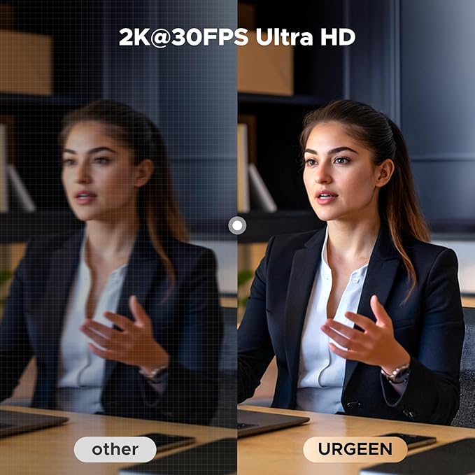 2K Webcam with 4-Level Ring Light and Noise Canceling Microphone for Video Calls Streaming and Remote Work